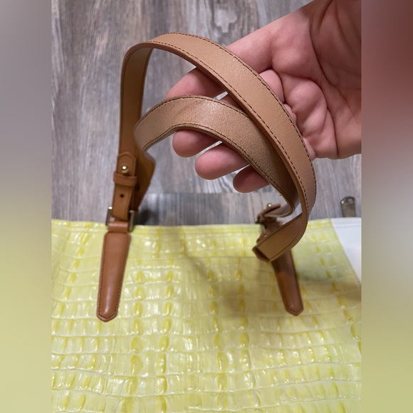 Brahmin Medium Arno Tote Limelight Ivory Brown La Scala Tri-Texture Leather Bag - Picture 6 of 16